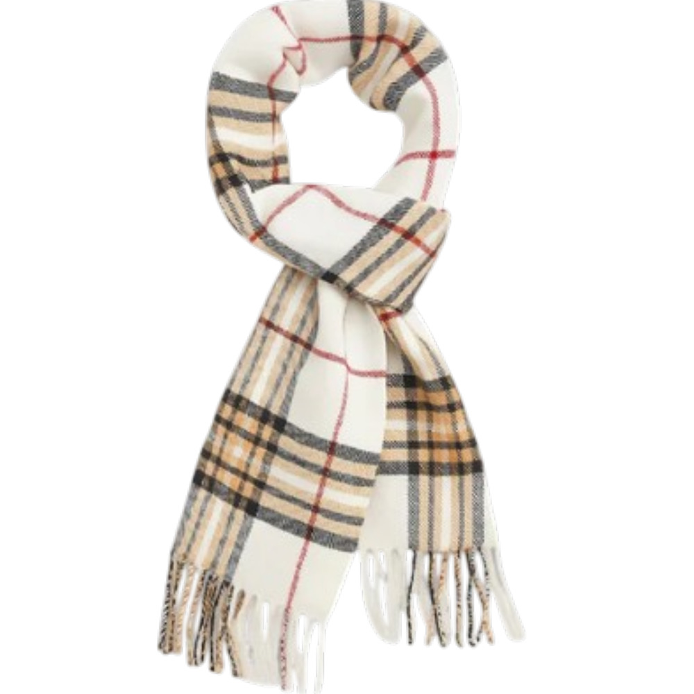 Women's Super Soft Ivory Plaid Winter Scarf